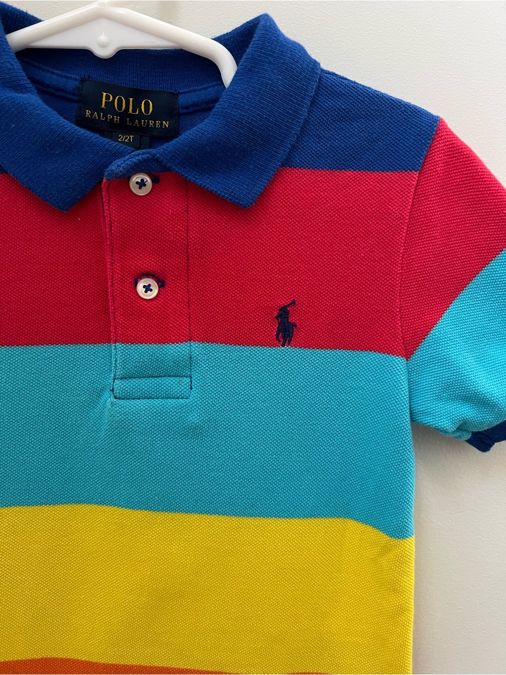 Polo by Ralph Lauren Boys' Bright Multi-Stripe Polo - Red, Aqua, Navy, Yellow